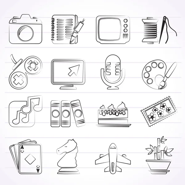 Hobbies y ocio Iconos — Vector de stock