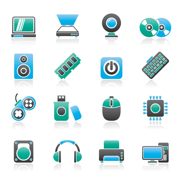 Computer Parts and Devices icons — Stock Vector