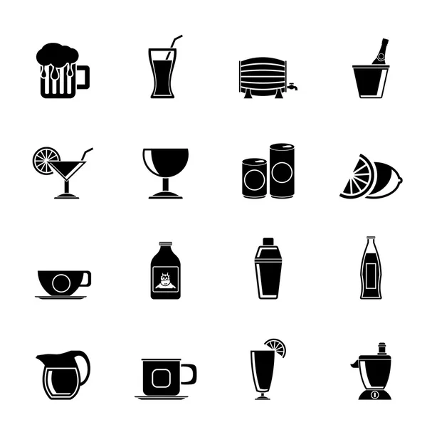 Silhouette beverages and drink icons — Stock Vector