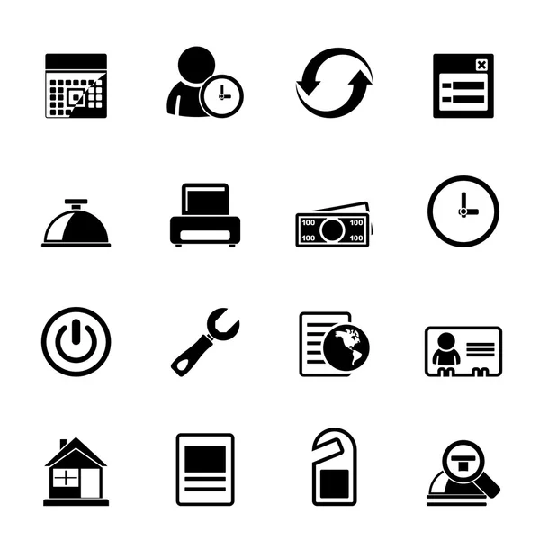 Silhouette reservation and hotel icons — Stock Vector