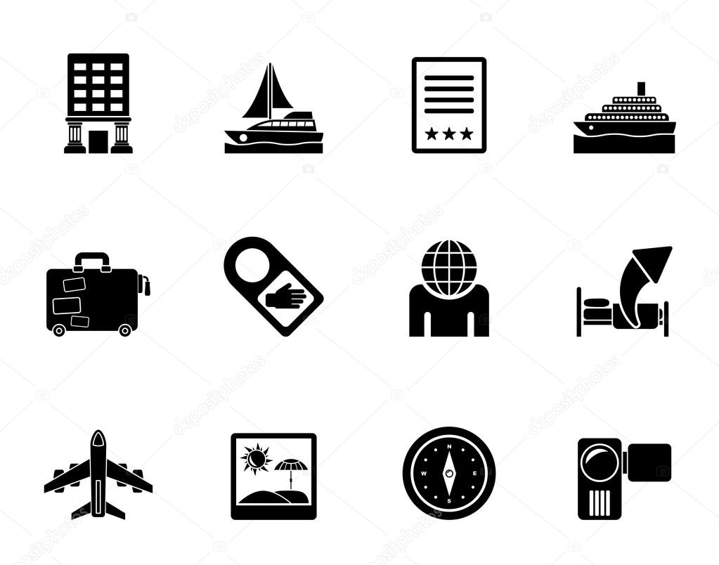 Silhouette Travel, vacation and holidays icons