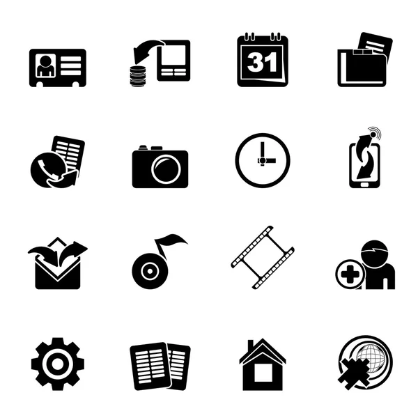 Silhouette Mobile phone menu icons — Stock Vector