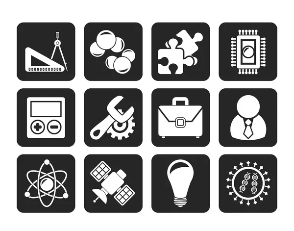 Silhouette Science and Research Icons — Stock Vector
