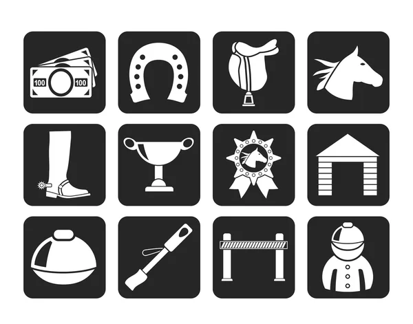 Silhouette Horse Racing and gambling Icons — Stock Vector