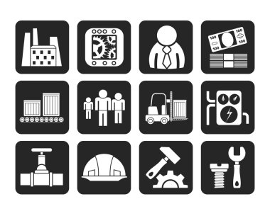 Silhouette Business, factory and mill icons clipart