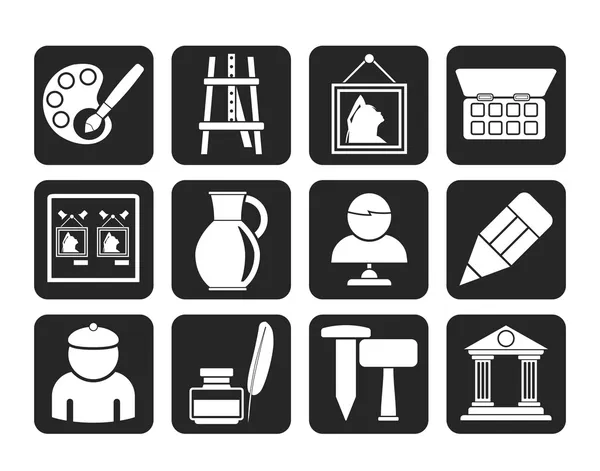Silhouette Fine art objects icons — Stock Vector