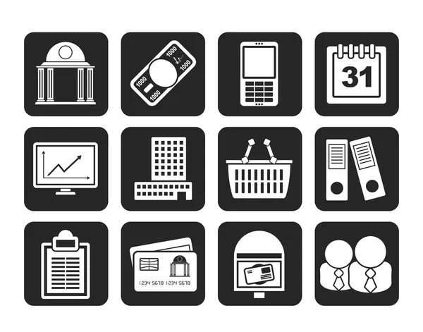 Silhouette Business and finance icons — Stock Vector