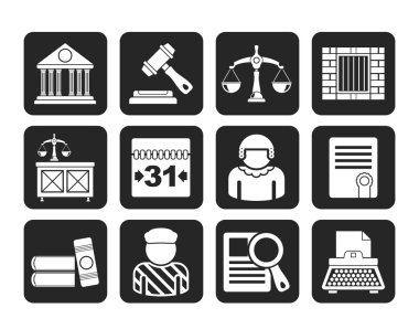 Silhouette Justice and Judicial System icons clipart