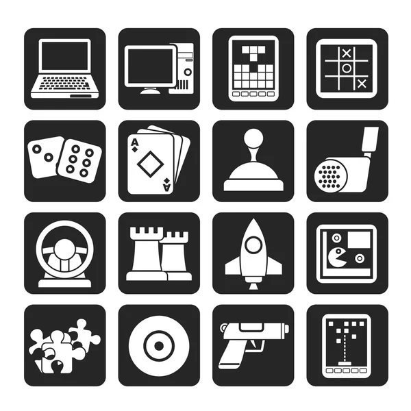 Silhouette Outils de jeux informatiques et icônes — Image vectorielle