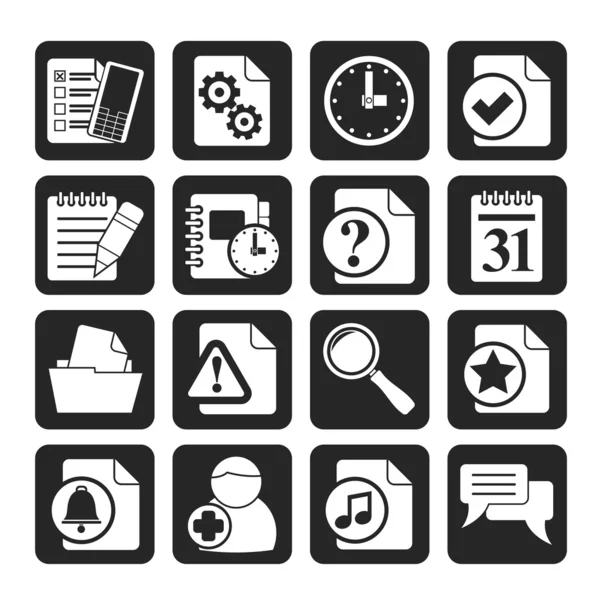 Silhouette Organizer, communication and connection icons — Stock Vector