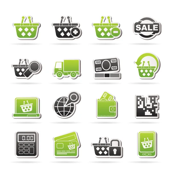 Winkelen en retail pictogrammen — Stockvector