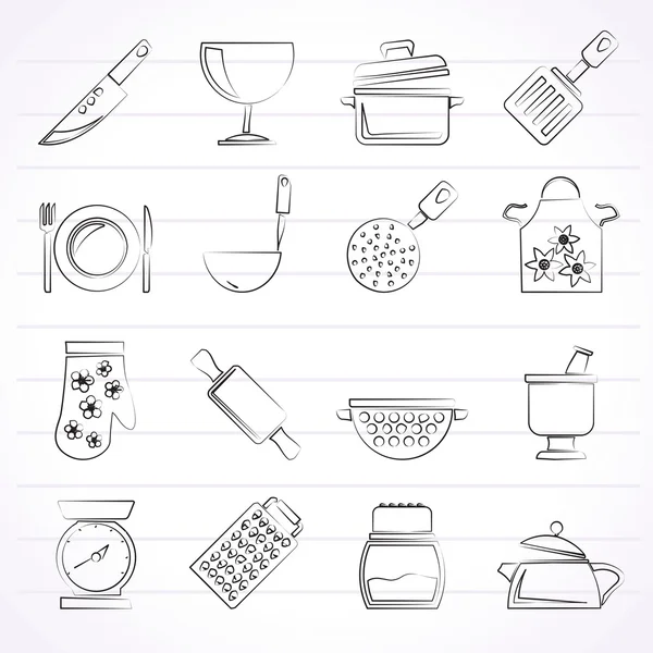 Ikony urządzeń do gotowania — Wektor stockowy