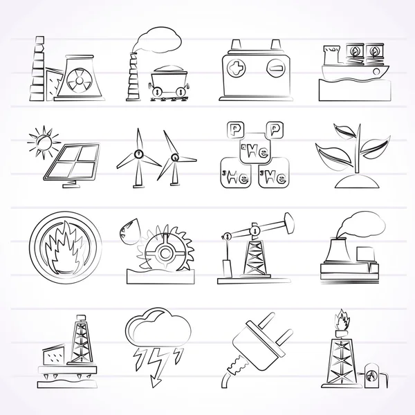 Electricity and Energy source icons — Stock Vector
