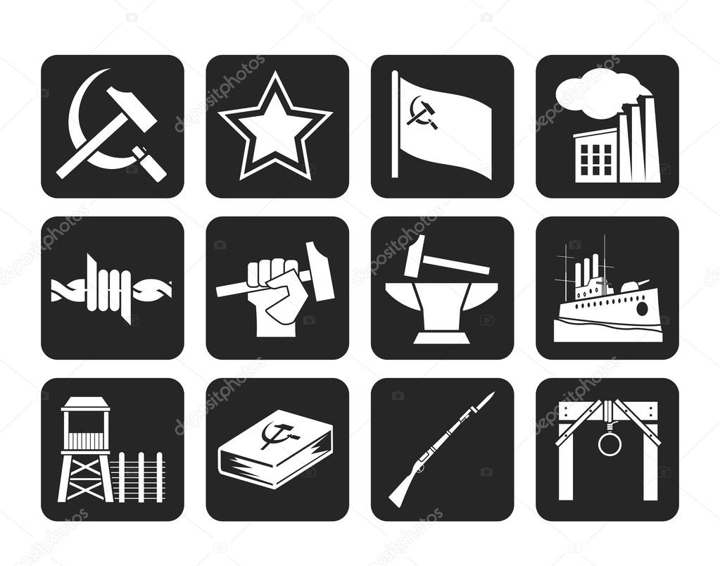 Silhouette Communism, socialism and revolution icons