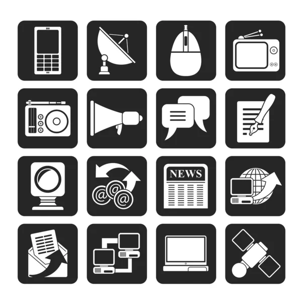 Silhouette Communication and Technology icons — Stock Vector