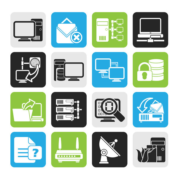Silhouette Computer Network and internet icons