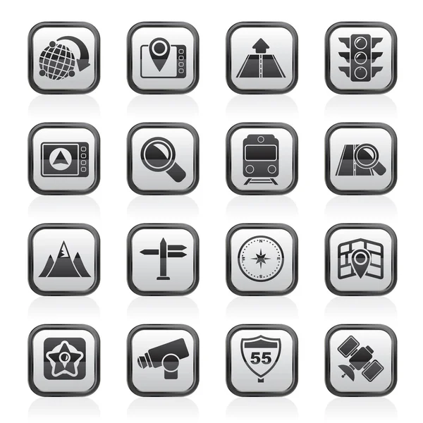 Map, navigation and Location Icons — Stock Vector
