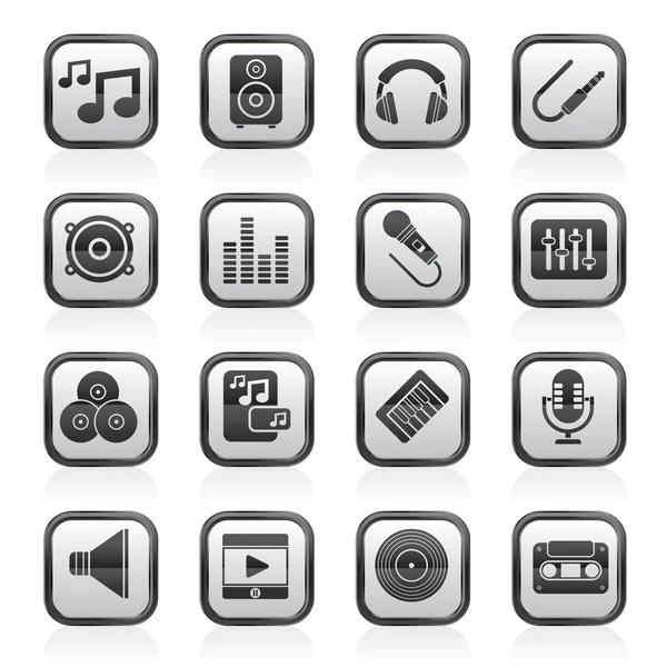 Music, sound and audio icons — Stock Vector