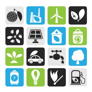 siluet simgeler yeşil, çevre ve ekoloji