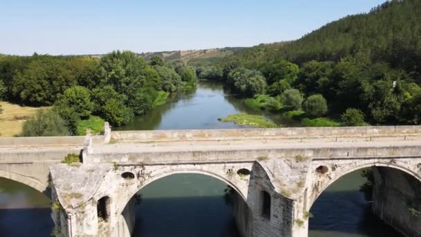 Letecký Pohled Most Devatenáctého Století Přes Řeku Yantra Známý Jako — Stock video