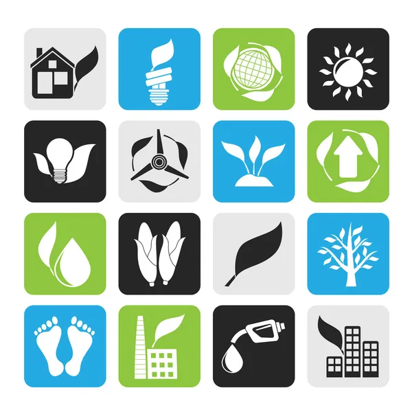 Silueta entorno y naturaleza iconos — Vector de stock