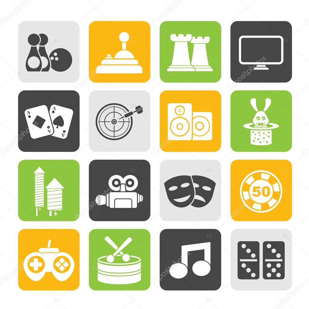 Silhouette entertainment objects icons