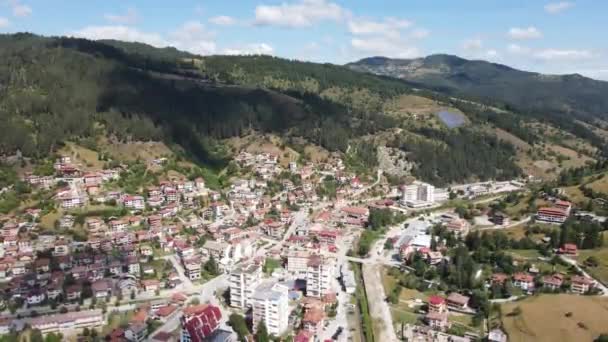 Αεροφωτογραφία Του Διάσημου Βουλγαρικού Χιονοδρομικού Κέντρου Chepelare Smolyan Region Βουλγαρία — Αρχείο Βίντεο
