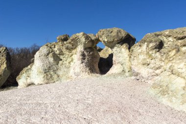 Bulgaristan 'ın Kardzhali bölgesindeki Beli plast köyü yakınlarındaki Kaya oluşumlu Mantar Mantarları