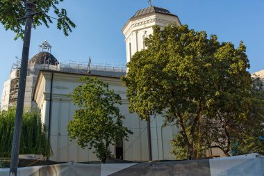 BUCHAREST, ROMANIA - 16 Ağustos 2021: Romanya 'nın Bükreş kentindeki Saint Demetrius Kilisesi