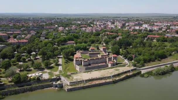 Letecký Pohled Pevnost Baba Vida Pobřeží Dunaje Městě Vidin Bulharsko — Stock video