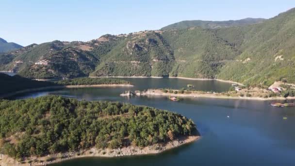 Aerial View Vacha Antonivanovtsi Reservoir Rhodope Mountains Plovdiv Region Bulgaria — Stock Video