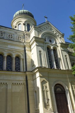 VIDIN, BULGARIA - 23 Mayıs 2021: Bulgaristan 'ın Vidin kentinin merkezindeki Selanik Saint Demetrius Katedrali