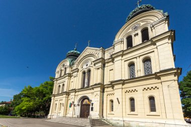 VIDIN, BULGARIA - 23 Mayıs 2021: Bulgaristan 'ın Vidin kentinin merkezindeki Selanik Saint Demetrius Katedrali