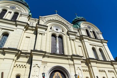 VIDIN, BULGARIA - 23 Mayıs 2021: Bulgaristan 'ın Vidin kentinin merkezindeki Selanik Saint Demetrius Katedrali