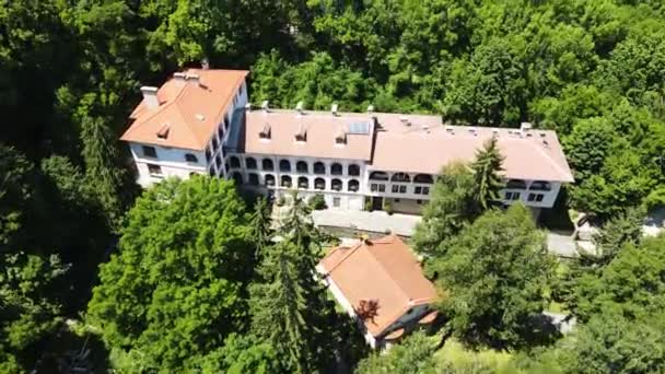 Vue Aérienne Été Monastère Orthodoxe Dragalevtsi Montagne Vitosha Bulgarie — Video