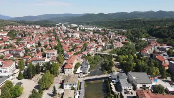 Amazing Aerial View Center Troyan Lovech Region Bulgaria — Stok Video