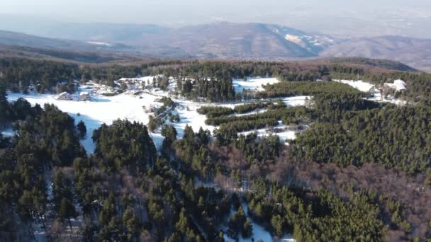 Εναέρια Χειμερινή Άποψη Της Περιοχής Κοπρίβκαϊτ Στη Ροδόπη Περιοχή Πλόβντιβ — Αρχείο Βίντεο