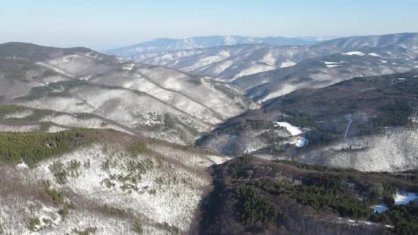 Zimowy Widok Lotu Ptaka Teren Koprivkite Rodopes Mountain Obwód Płowdiwski — Wideo stockowe