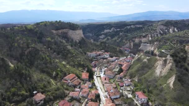 Vista Aérea Ciudad Histórica Melnik Región Blagoevgrad Bulgaria — Vídeo de stock