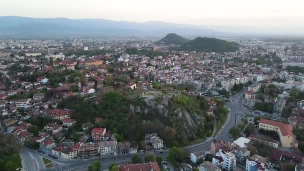 Vue Aérienne Imprenable Sur Colline Nebet Tepe Plovdiv Bulgarie — Video