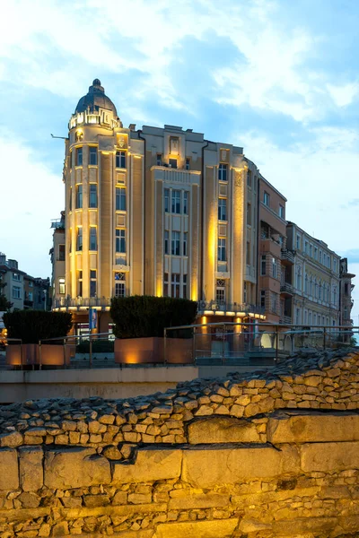 Plovdiv Bulgária Agosto 2021 Vista Pôr Sol Praça Dzhumaya Cidade — Fotografia de Stock