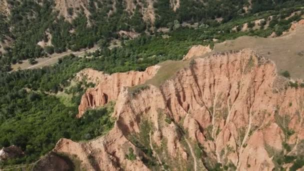 Vista Aérea Formação Rochosa Pirâmides Stob Montanha Rila Região Kyustendil — Vídeo de Stock