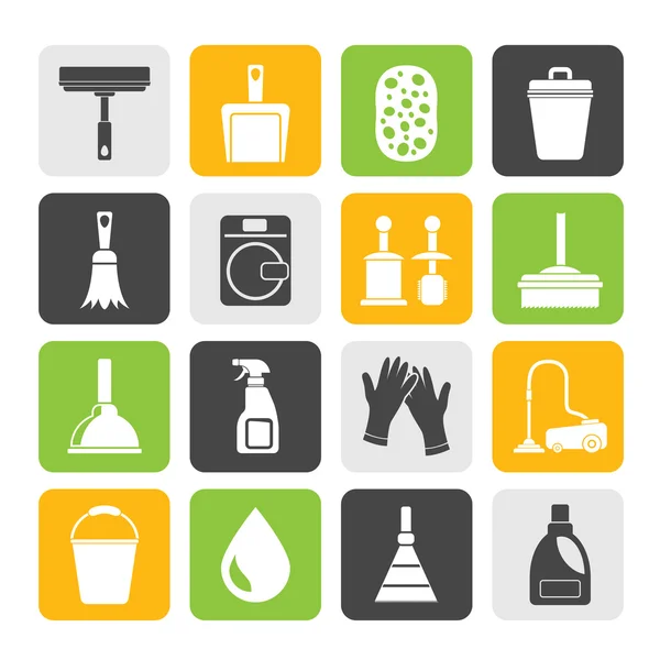 Silhouette Cleaning and hygiene icons — Stock Vector