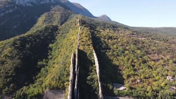 Luftaufnahme Der Felsformationen Ritlite Der Iskar Schlucht Balkan Gebirge Bulgarien — Stockvideo