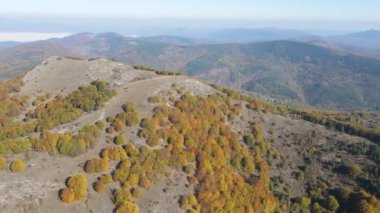 Bulgaristan 'ın Pernik Bölgesi Golemi zirvesi yakınlarındaki Erul dağının şaşırtıcı sonbahar manzarası