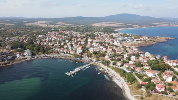Amazing Aerial View Town Ahtopol Burgas Region Bulgaria — Stock video