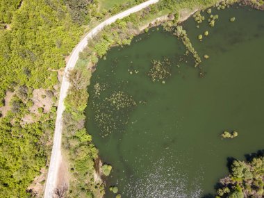 Topolnitsa Barajı 'nın hava manzarası, Sredna Gora Dağı, Bulgaristan