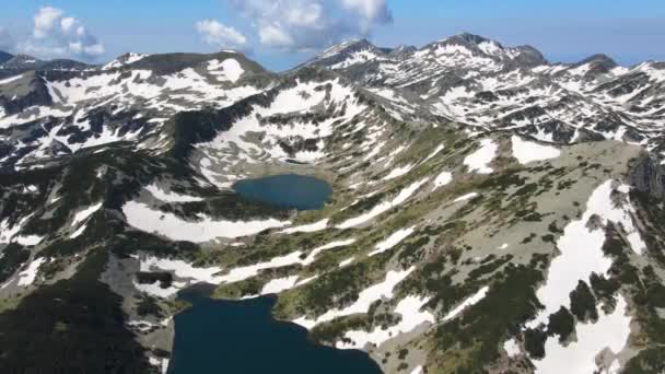 Vue Aérienne Imprenable Sur Les Lacs Kremenski Sommet Dzhano Pirin — Video