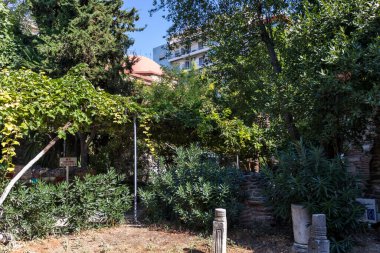 THESSALONIKI, GREECE - 22 Eylül 2019: Yunanistan 'ın orta Makedonya kenti Selanik' teki antik Bizans Saint Demetrios Kilisesi