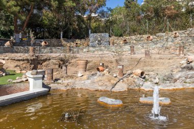 THESSALONIKI, GREECE - 22 Eylül 2019: Yunanistan 'ın orta Makedonya kenti Selanik' teki antik Bizans Saint Demetrios Kilisesi